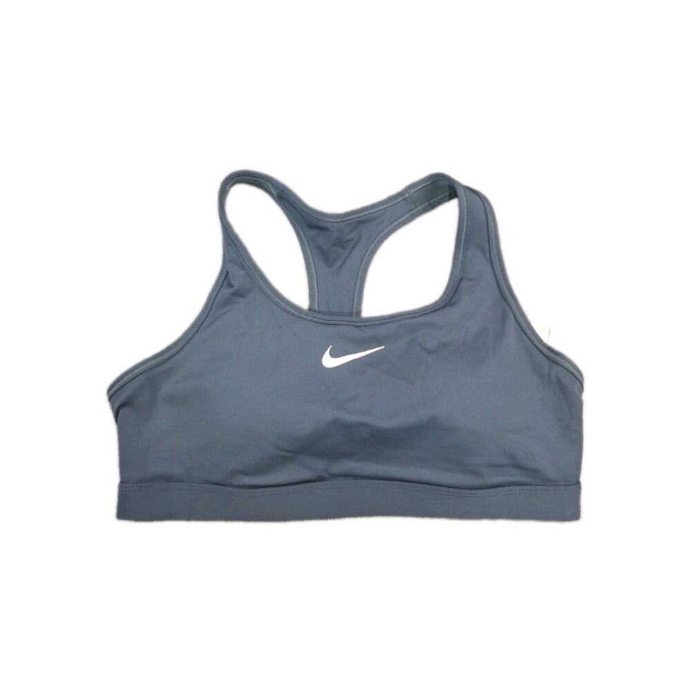 Nike Swoosh Women's Dri-Fit Light Sz L Blue/Green Sports Bra Wirefree Gym C36-8 - Picture 1 of 7